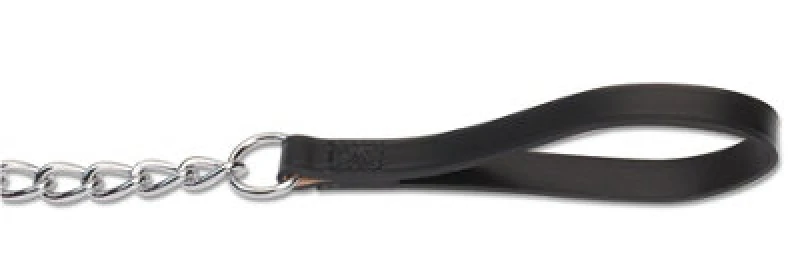Image of Ancol Leather Extra Heavy Chain Lead Black
