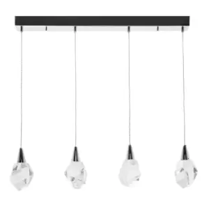 Image of Ore Integrated LED Crystal 4 Light Bar Pendant Ceiling Light, Chrome, Clear