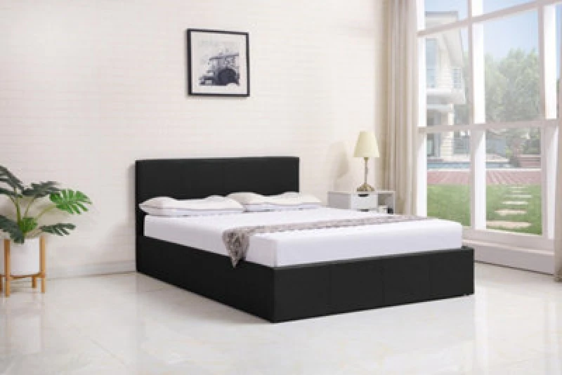 Image of KOSY KOALA KOSY KOALA Ottoman Side Lift Storage Leather Bed Small Double Bed in Black Small Double Unisex 5060711580678