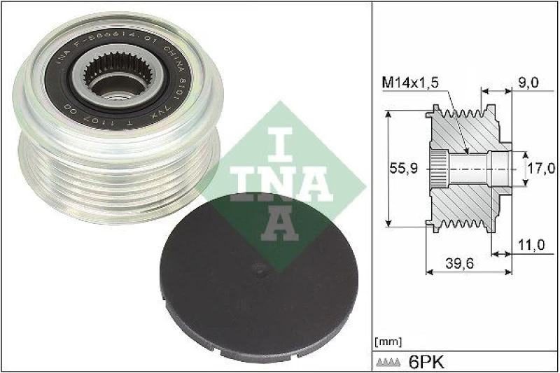 Image of Alternator clutch pulley INA 535 0340 10