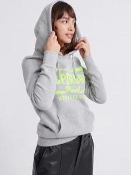 Image of Superdry Neon Classic Real Hoodie - Grey, Size 6, Women