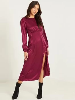 image of Quiz Plum Animal Print Midi Dress - 8