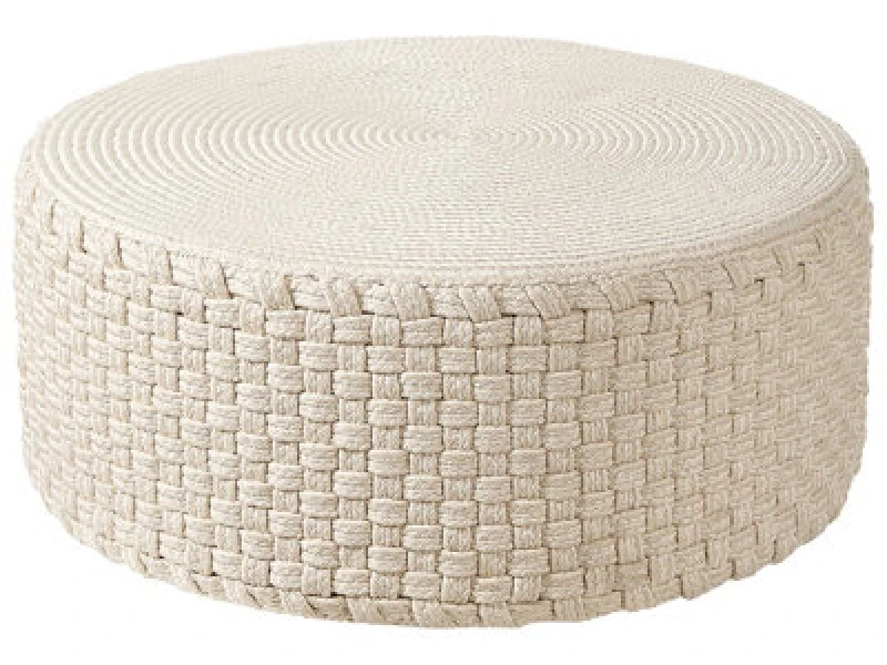 Image of Beliani Outdoor Woven Pouffe Light Beige Mithi
