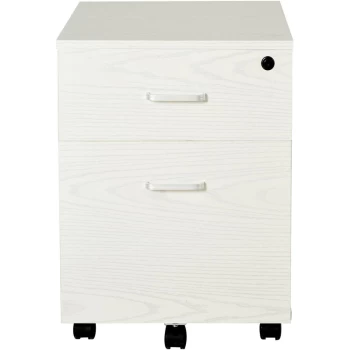 image of 2-Drawer Locking Office Filing Cabinet 5 Wheels Rolling Storage White - Vinsetto