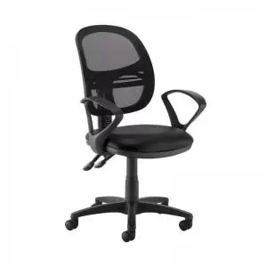 image of Jota Mesh medium back operators chair with fixed arms - Nero Black