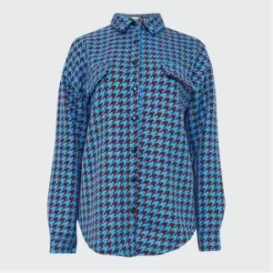 Image of Missguided Tall Boucle Houndstooth Shacket - Blue
