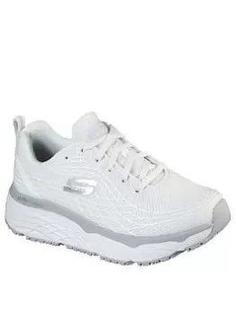 Image of Skechers Haptic Printed Lace Up Max Cushioning Slip Resistant Outsole Trainer, White, Size 8, Women