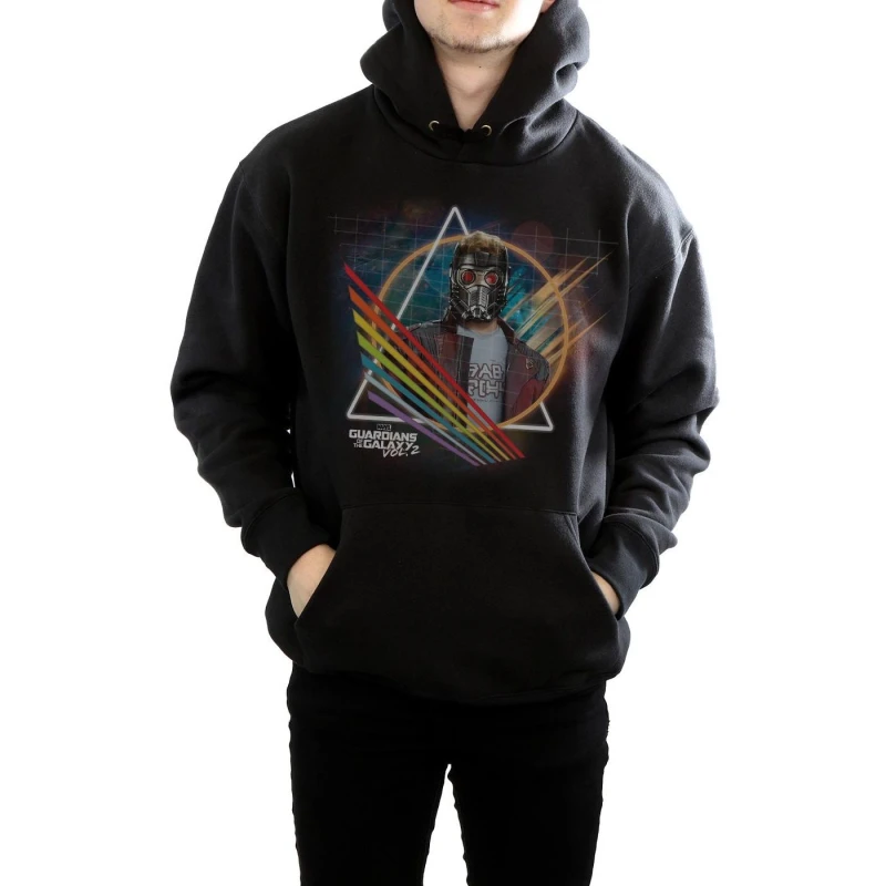Image of Marvel Marvel Men Guardians Of The Galaxy Neon Star Lord Masked Hoodie in Black Size: Small Black S Male 5057245386616