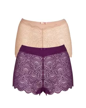 image of Cotton Traders Womens 2 Pack Olivia Shorts in Purple