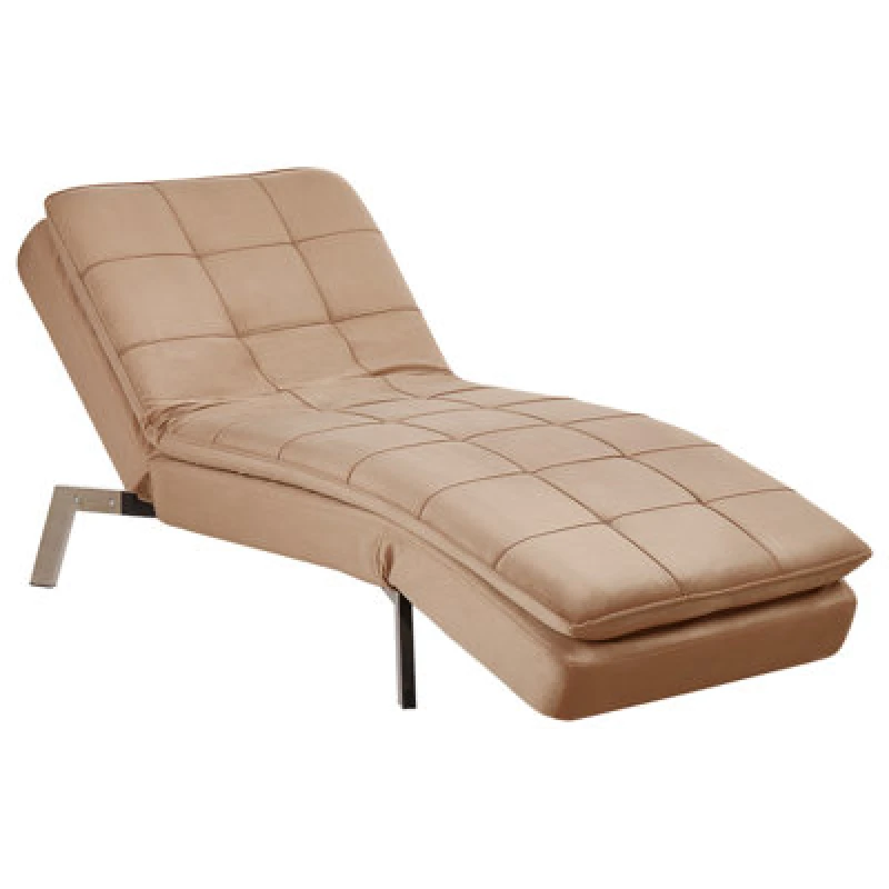 Image of Beliani Chaise Longue Loiret Velvet Light Brown