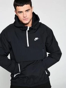 Image of Nike Sportswear Half Zip Woven Hooded Jacket - Black