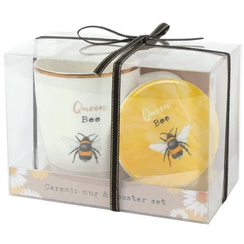 Image of Queen Bee Ceramic Mug and Coaster Set