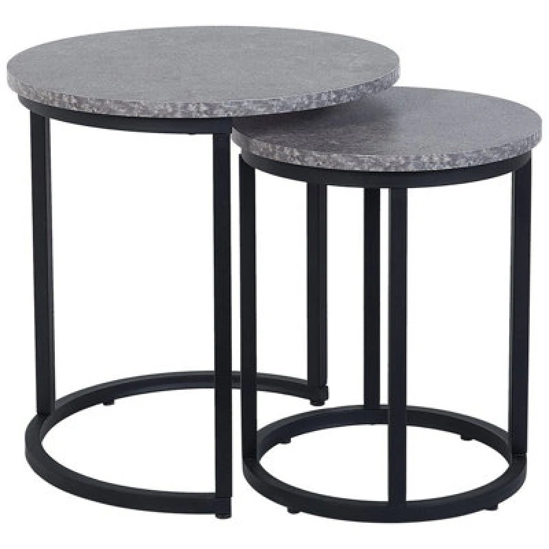 Image of Beliani Set Of 2 Side Tables Dixie Grey Concrete Effect
