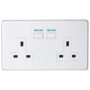 Image of Lightwave Smart Series Socket (2 Gang) - White Metal