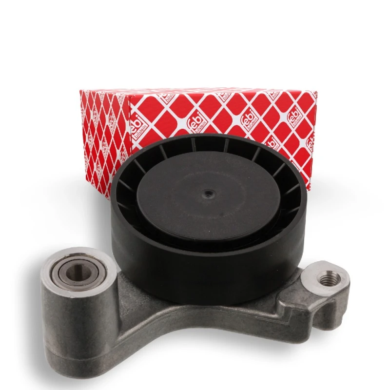 Image of FEBI BILSTEIN 08690 Tensioner Pulley with holder Plastic Tensioner Pulley,v-ribbed belt (310)