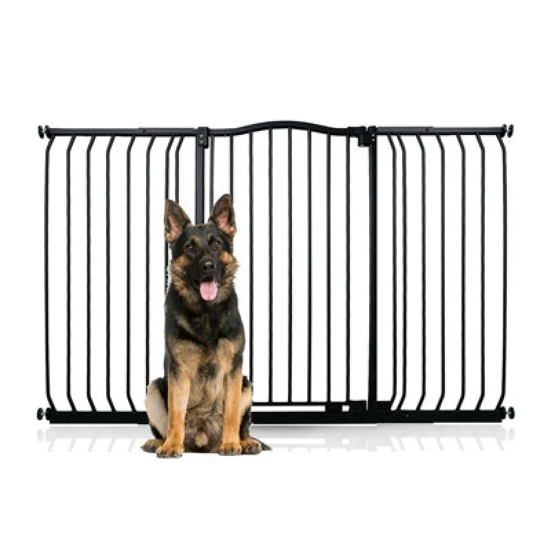 Image of Bettacare Extra Tall Curved Top Dog Gate, 152Cm - 161Cm, Matt Black, Extra Tall 100Cm In Height, Pressure Fit Pet Gate