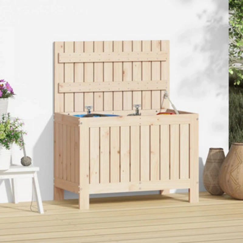 Image of vidaXL Garden Storage Box 76x42.5x54cm Solid Wood Pine, Brown 836144