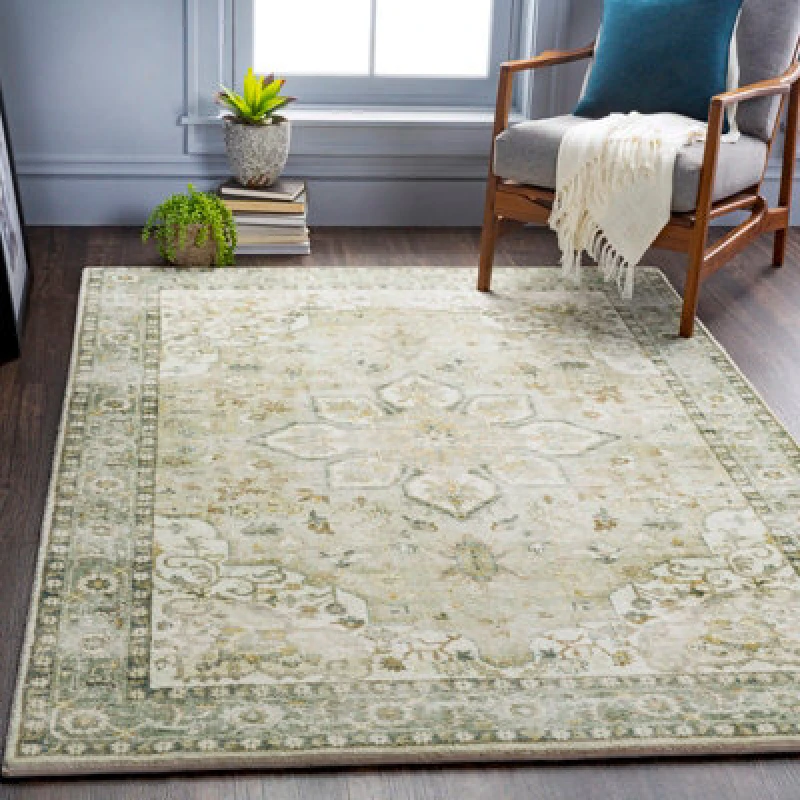 Image of Livabliss Vintage Oriental Boho Sky Blue Sorina Area Rug 160 X 230 Cm - Easy Care, Non Shedding, Ideal For Living Room & Bedroom