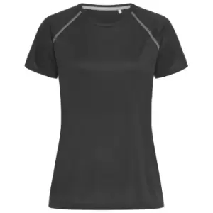 Image of Stedman Womens Active Raglan T-Shirt (M) (Black Opal)