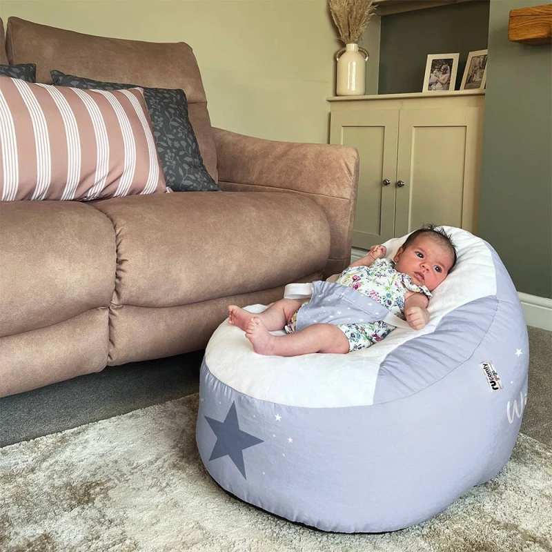 Image of rucomfy Beanbags rucomfy Wish Upon a Star Gaga Baby Bean Bag - Soft Newborn Seat in Pale Blue Pale Blue Unisex