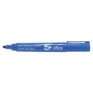 image of 5 Star Office Permanent Marker XyleneToluene free Smearproof Bullet Tip 2mm Line Blue Pack 12