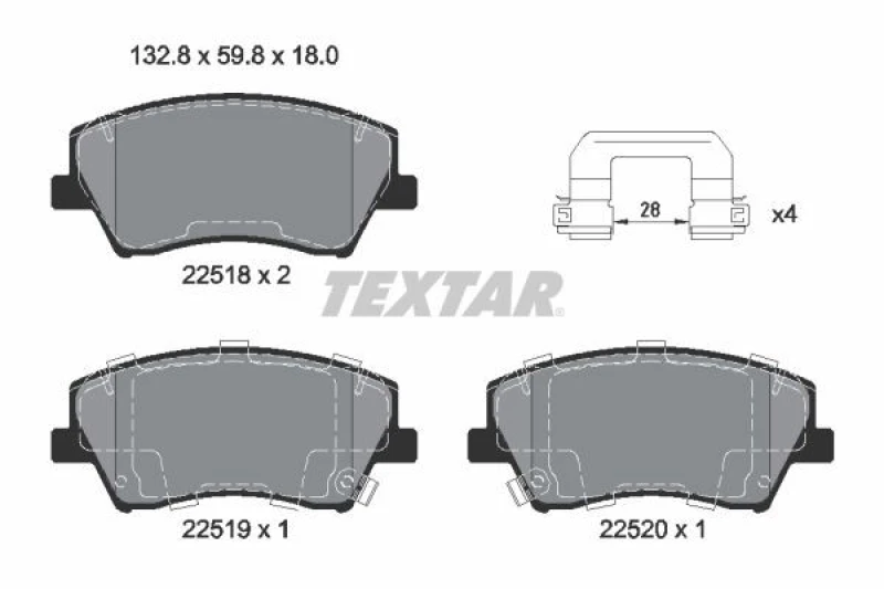 Image of Brake pad set TEXTAR 2251801