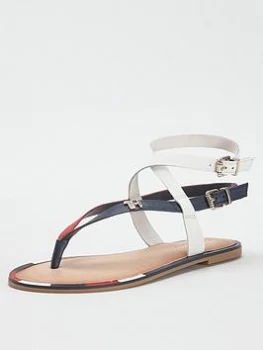 image of Tommy Hilfiger Elastic Flat Sandals - Red