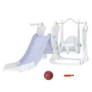 image of AIYAPLAY Space-Themed Kids Slide and Swing Set, with Basketball Hoop