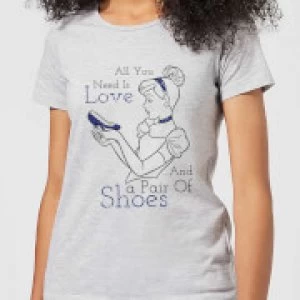Image of Disney Princess Cinderella All You Need Is Love Womens T-Shirt - Grey - 3XL
