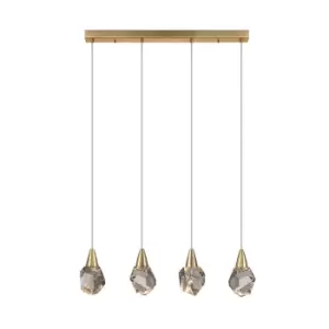 image of Aquaria 4 Light Bar Pendant Ceiling Light Matt Gold, Transparent 3000K 1800Lm