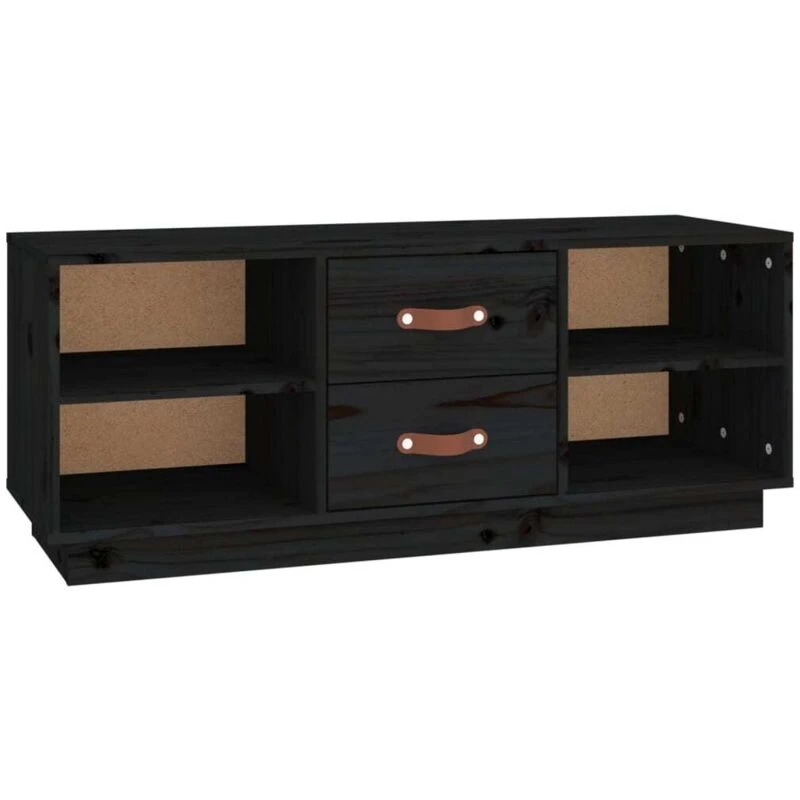 Image of VIDAXL TV Cabinet Black 100x34x40cm Solid Wood Pine Vidaxl 8720287203148