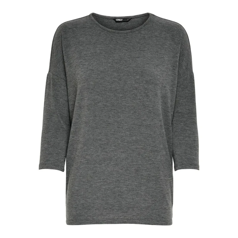 Image of Only Womens T-Shirt Only Glamour manches 3/4 Gris Female M