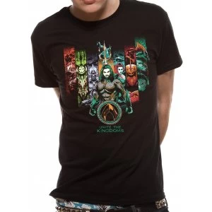 image of Aquaman Movie - Unite The Kingdoms Mens Small T-Shirt - Black