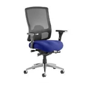 Image of Dynamic Synchro Tilt Task Operator Chair Height Adjustable Arms Regent Black Back, Stevia Blue Seat Without Headrest High Back