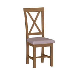 Image of Rosewell Natural Oak 2 Upholstered Cross Back Chairs