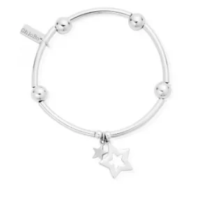 image of ChloBo Sterling Silver Noodle Ball Double Star Bracelet