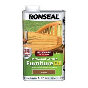 image of Ronseal Ultimate Protection Hardwood Garden Furniture Oil Clear 1l