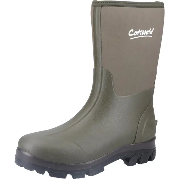 image of Cotswold Mens Kensington Neoprene Waterproof Wellingtons UK Size 10 (EU 44) GREEN COT811-GREEN-10