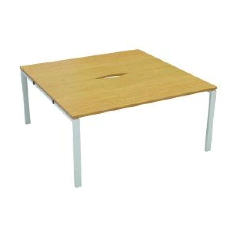 Image of Jemini 2 Person Bench Desk 1200x1600x730mm Nova Oak/White KF808688