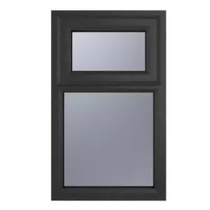 Crystal uPVC Window A Rated Top Hung Opener over Fixed Light 905mm x 1040mm Obscure Glazing - Grey