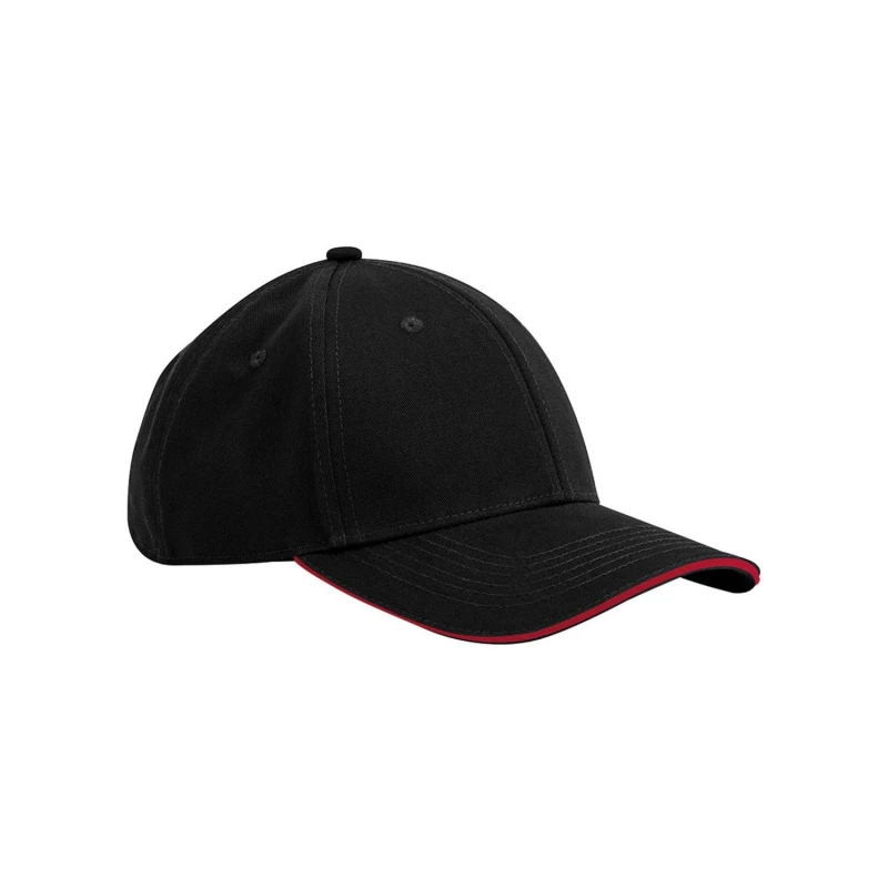 Image of Beechfield Beechfield Men Classic 6 Panel Cotton Sandwich Peak Cap in Black One Size Male 5063527237415