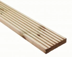 image of Wickes Premium Reversible Pine Deck Board - 28mm x 140mm x 2.4m