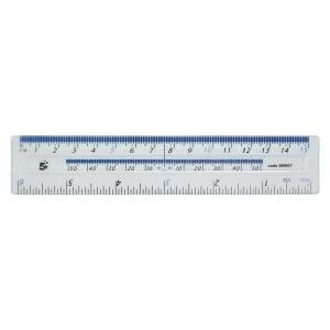 Office Ruler Plastic 10ths 16thsinch and Millimeters 150mm Clear