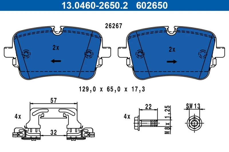 Image of Brake pad set ATE 13.0460-2650.2