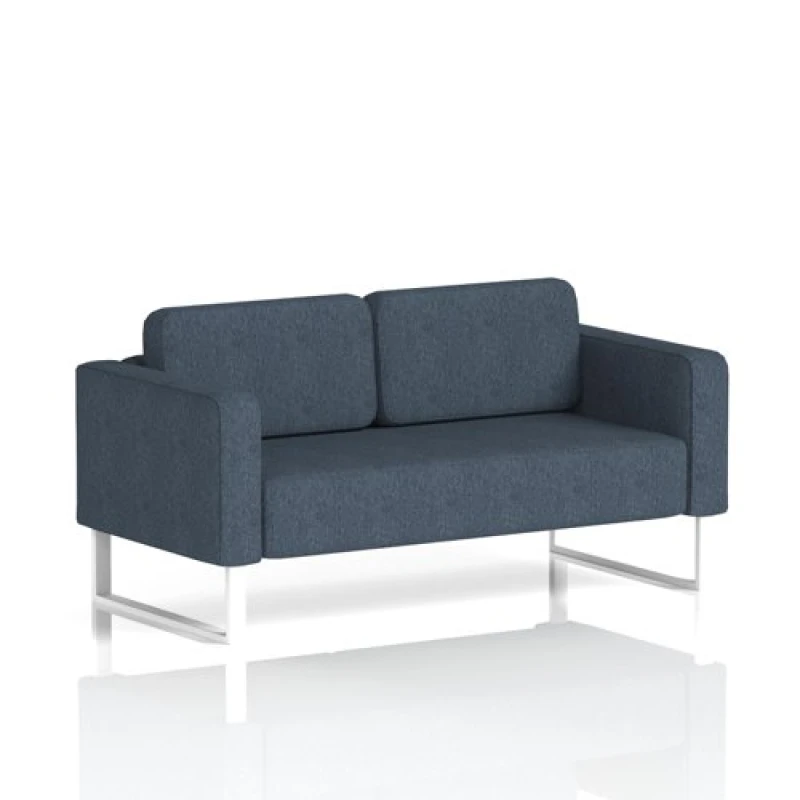 Image of Brixworth Office Sofa 2 Seater with White Legs in Rivet Fabric - Crucible