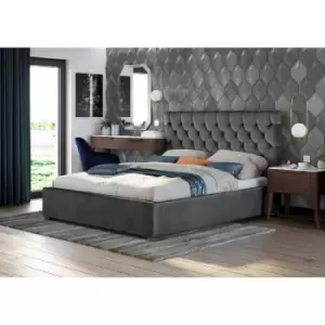 Image of Rosiana Bed Double Plush Velvet Grey