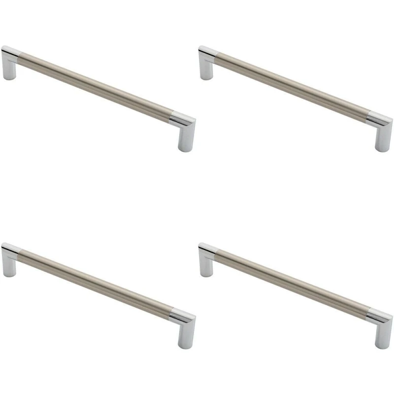 Image of Loops 4x Larged Round Bar Mitred Door Handle 325 x 19mm Polished Chrome Satin Nickel Metallics
