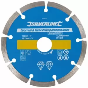 Image of Silverline - Concrete & Stone Cutting Diamond Blade - 125 x 22.23mm Segmented Rim