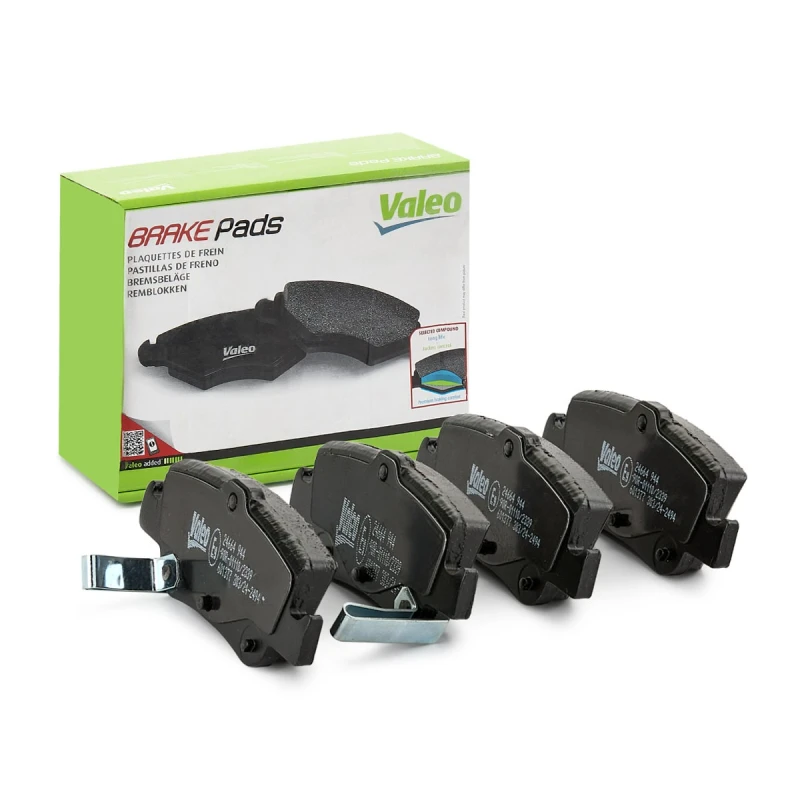 Image of VALEO 601377 Brake pad set Rear Axle, with acoustic wear warning, with anti-squeak plate Brake Pad Set,disc brake (402)