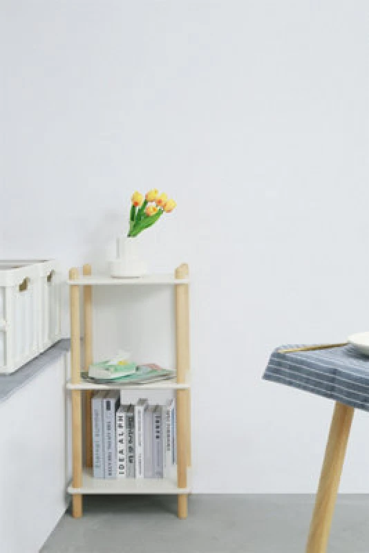 Image of Furniturehmd 3-Tier Household Shelf,organiser Shelves,storage Shelf With Birch Round Legs And Mdf Shelving Unit For Bedroom,